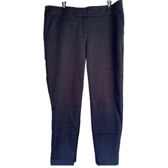 Ann Taylor LOFT Marisa Navy Circle Criss Cross Pattern Career Slacks Pants Sz 14 - Picture 1 of 8